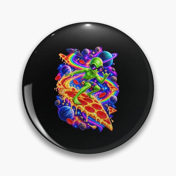 Item preview, Funny Cosmic Alien Pizza Surfer Art designed and sold by elderberry.
