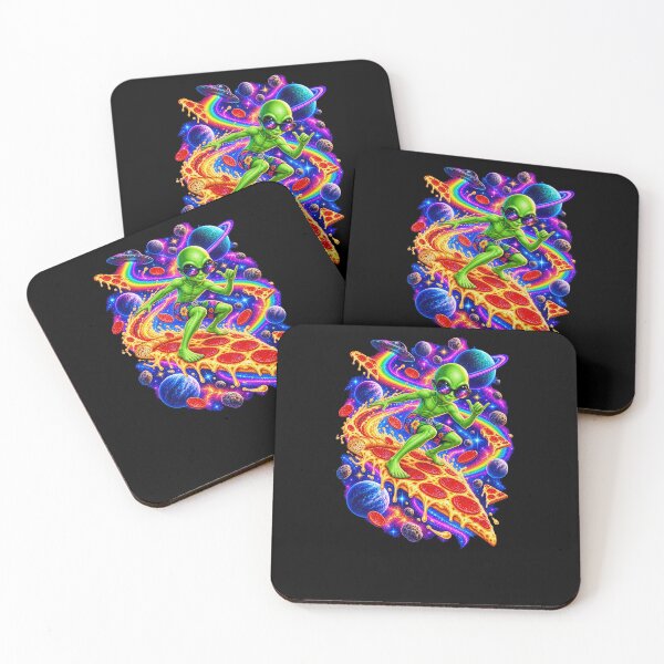Item preview, Funny Cosmic Alien Pizza Surfer Art designed and sold by elderberry.