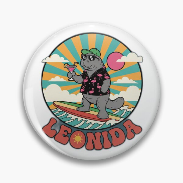 Item preview, Surfing Manatee Retro Florida Leonida Souvenir Tee designed and sold by Viviglow.