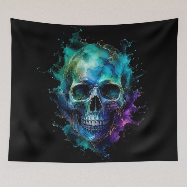 Item preview, Blue Marbled Skull designed and sold by PurrfectWhisper.