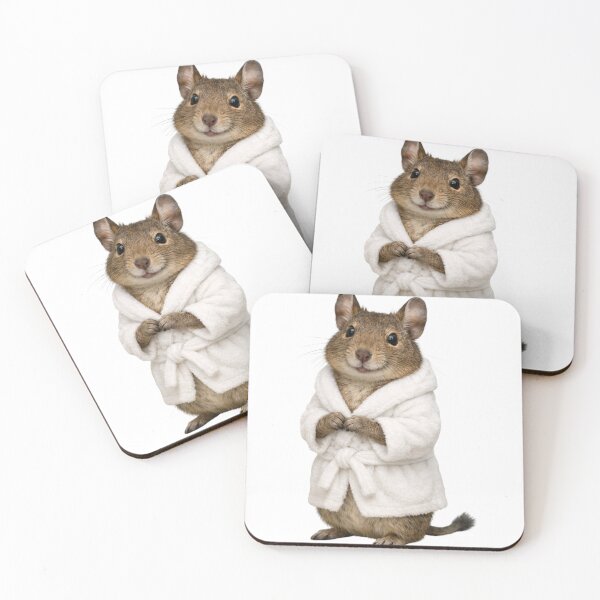 Item preview, Cozy Degu in a White Bathrobe designed and sold by Sillytoe.