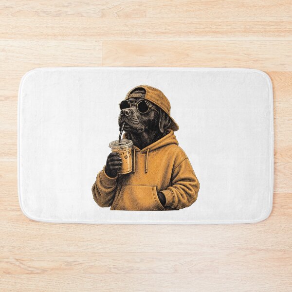 Item preview, Cool Black Labrador Dog Coffee Lover Beanie Sunglasses Iced Coffee Drink designed and sold by hugoinkcoast.