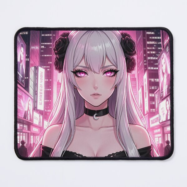 Item preview, Gothic Cyberpunk Anime Girl in Neon Pink City designed and sold by SweetLilith.