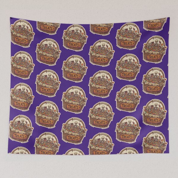 Item preview, Treats Cute Skeletons in Candy Basket Halloween Art designed and sold by NikBrin Prevail .