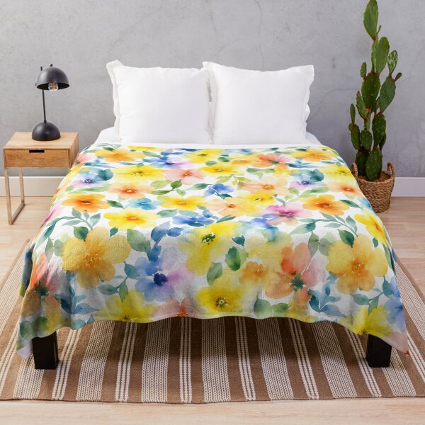 Item preview, Bright Watercolor Floral Yellow Blossom Pattern designed and sold by zenjiinspired.