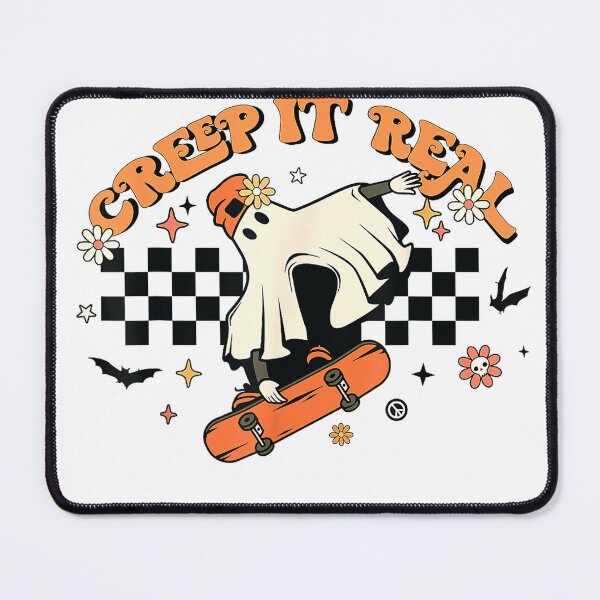 Item preview, Creep It Real Retro Halloween Party Funny Ghost Skateboard T-Shirt designed and sold by lrv2807.