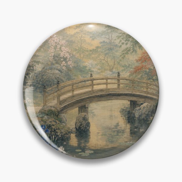 Item preview, Japanese Bridge Landscape painting designed and sold by Artnovalty.redbubble.com.