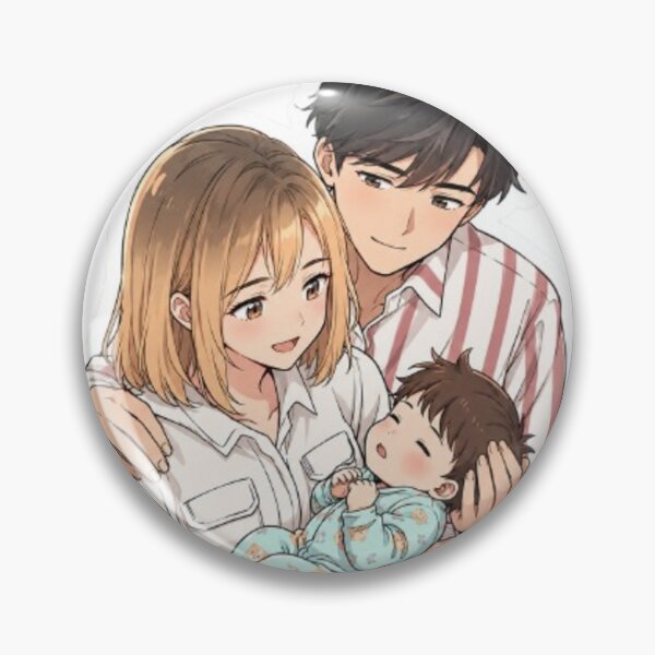 Item preview, Cute Anime Family Sticker – Loving Parents with Sleeping Baby Soft Kawaii Art designed and sold by MeowLoka ⭐⭐⭐⭐.