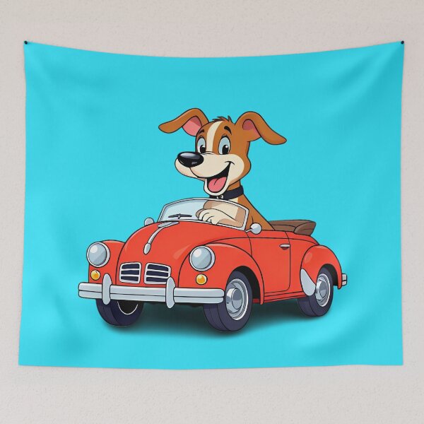 Item preview, Dog Driving Red Car - Funny Road Trip Puppy Cartoon designed and sold by Pickmash.