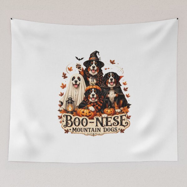 Item preview, boo-nese mountain dogs halloween witch ghost pumpkin designed and sold by hugoinkcoast.
