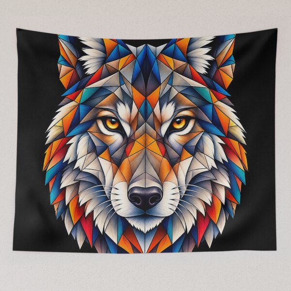 Item preview, Colorful Geometric Wolf Head – Polygonal Art for Forest and Mountain Lovers designed and sold by Geometric Art..