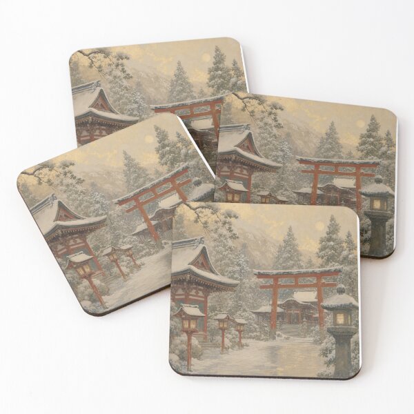 Item preview, Japanese style painting of a shrine designed and sold by Artnovalty.redbubble.com.