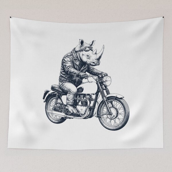 Item preview, Funny Rhino Motorcycle Motorbike Animal Lover designed and sold by dian-rody-crest.