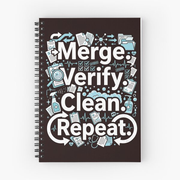 Item preview, Merge. Verify. Clean. Repeat. – Medical Office Workflow Humor designed and sold by Mirgonhood.