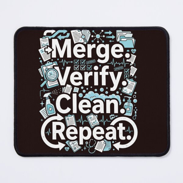 Item preview, Merge. Verify. Clean. Repeat. – Medical Office Workflow Humor designed and sold by Mirgonhood.