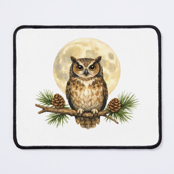 Item preview, Watercolor Owl on a Pine Branch  designed and sold by silviaol.