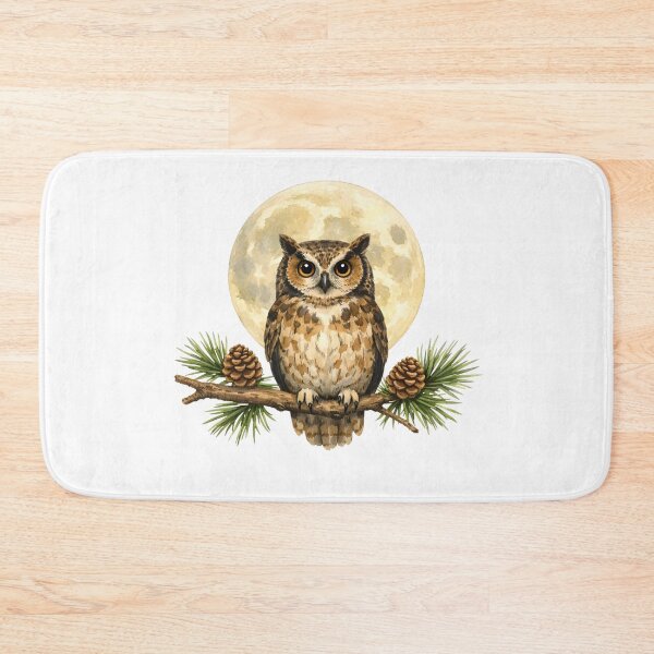 Item preview, Watercolor Owl on a Pine Branch  designed and sold by silviaol.
