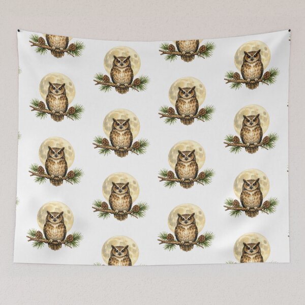 Item preview, Watercolor Owl on a Pine Branch  designed and sold by silviaol.