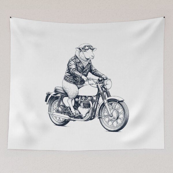 Item preview, Funny Sheep Motorcycle Motorbike Animal Lover designed and sold by dian-rody-crest.