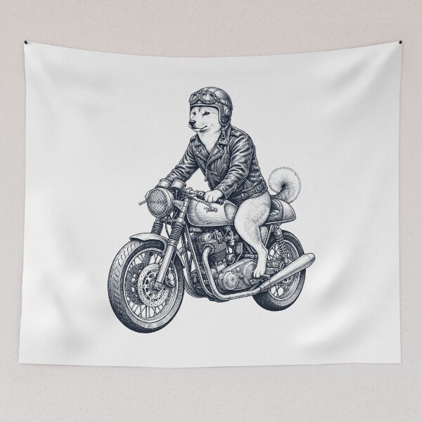 Item preview, Funny Shiba Inu Motorcycle Motorbike Dog Lover designed and sold by dian-rody-crest.