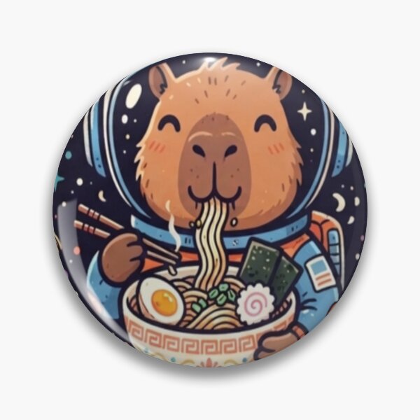 Item preview, Cute Capybara Astronaut Eating Ramen In Space Sticker designed and sold by Creativedes786.