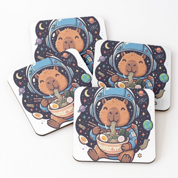 Item preview, Cute Capybara Astronaut Eating Ramen In Space Sticker designed and sold by Creativedes786.