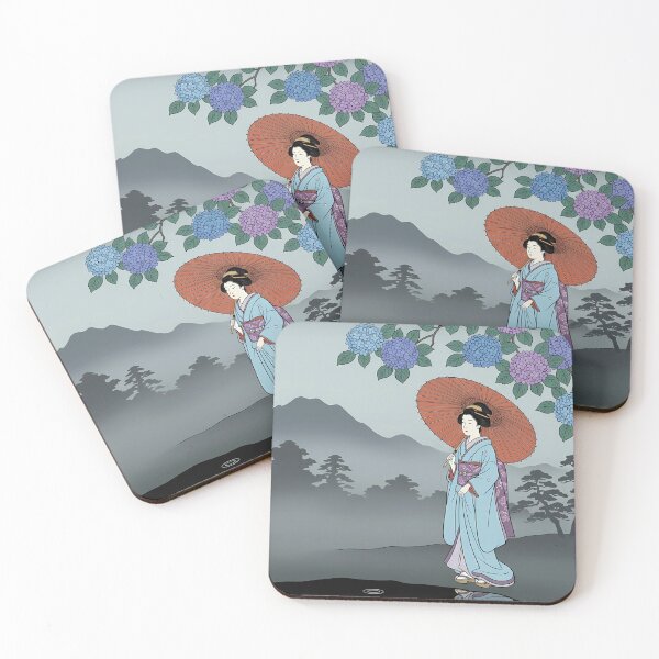 Item preview, Geisha with Parasol Reflected in Rainy Water designed and sold by TokyoUkiyoHouse.