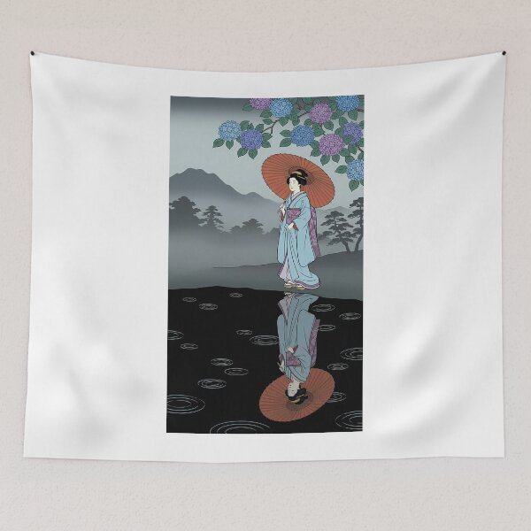 Item preview, Geisha with Parasol Reflected in Rainy Water designed and sold by TokyoUkiyoHouse.