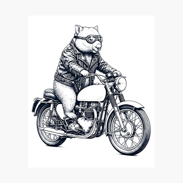 Artikelvorschau, Lustiger Wombat, Motorrad, Motorrad, Tierliebhaber entworfen und verkauft von dian-rody-crest.