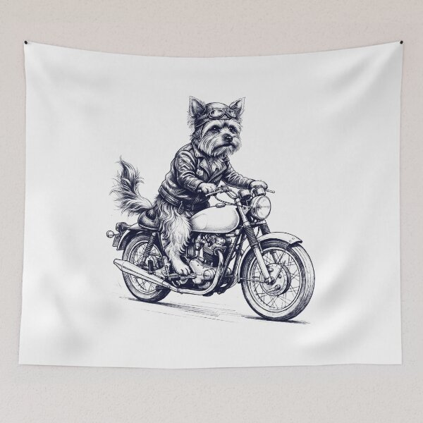 Aperçu de l'œuvre Drôle de Yorkshire Terrier, passionné de moto et de chiens, amoureux des motos et des chiens. créée et vendue par dian-rody-crest.