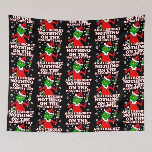 Item preview, On The Naughty List And I Regret Nothing Grinch Christmas Wine designed and sold by RakeshPatelArt.