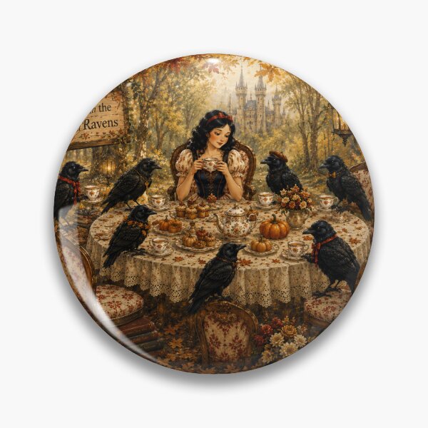 Item preview, Tea with the Seven Ravens – Cozy Halloween Fairy Tale Tea Party Illustration designed and sold by Novel Works Studio.