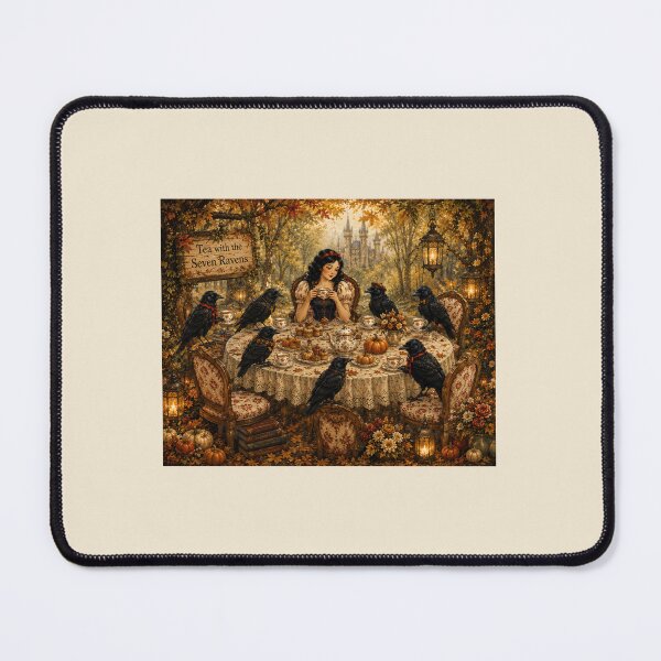 Item preview, Tea with the Seven Ravens – Cozy Halloween Fairy Tale Tea Party Illustration designed and sold by Novel Works Studio.