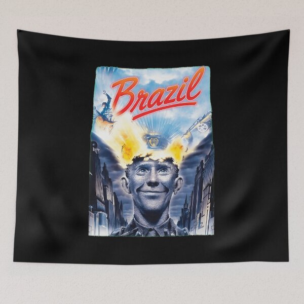 Item preview, Brazil Surreal Flaming Head Neon Script Cityscape Art designed and sold by SilentCosmos.