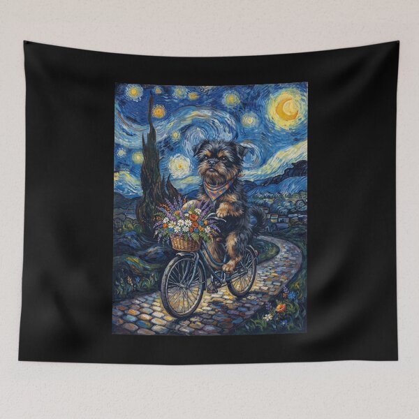 Item preview, Affenpinscher Biking Bike Starry Night Van Gogh Art Dog Lover designed and sold by dian-rody-crest.