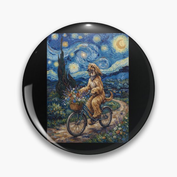Item preview, Afghan Hound Biking Bike Starry Night Van Gogh Art Dog Lover designed and sold by dian-rody-crest.