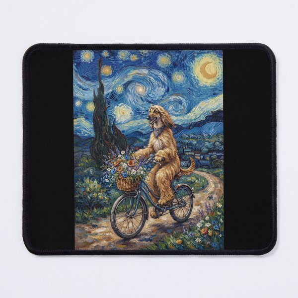 Item preview, Afghan Hound Biking Bike Starry Night Van Gogh Art Dog Lover designed and sold by dian-rody-crest.