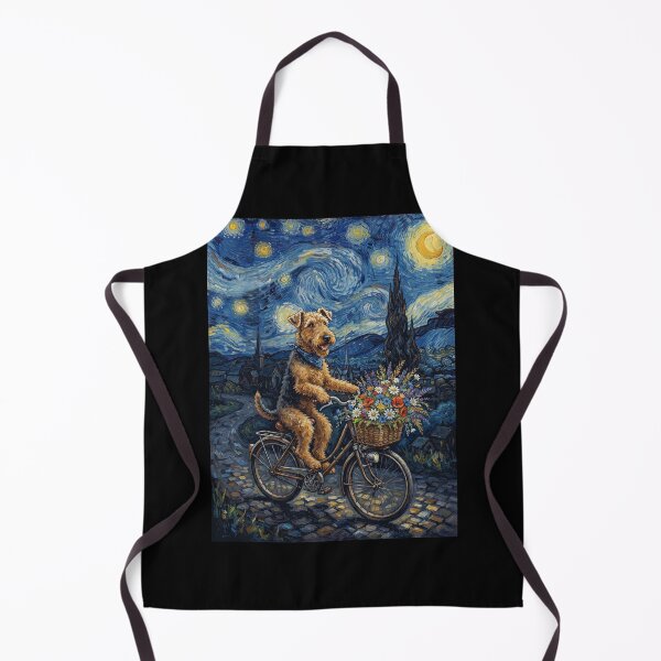 Item preview, Airedale Terrier Biking Bike Starry Night Van Gogh Art Dog Lover designed and sold by dian-rody-crest.