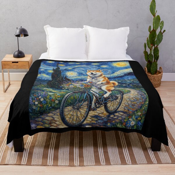 Item preview, Akita Biking Bike Starry Night Van Gogh Art Dog Lover designed and sold by dian-rody-crest.
