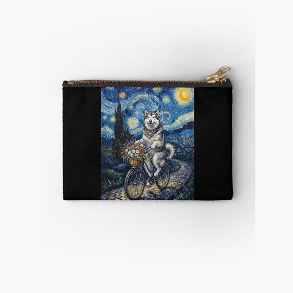 Item preview, Alaskan Malamute Biking Bike Starry Night Van Gogh Art Dog Lover designed and sold by dian-rody-crest.