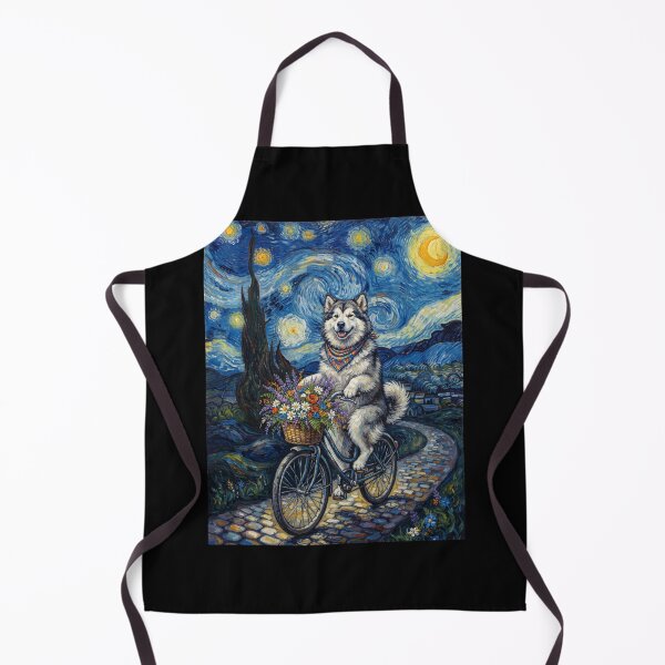 Item preview, Alaskan Malamute Biking Bike Starry Night Van Gogh Art Dog Lover designed and sold by dian-rody-crest.