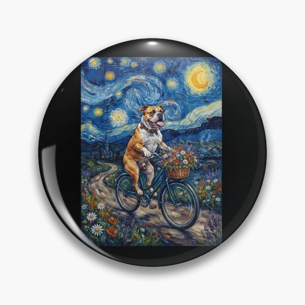 Item preview, American Bulldog Biking Bike Starry Night Van Gogh Art Dog Lover designed and sold by dian-rody-crest.