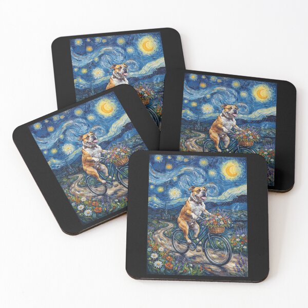 Item preview, American Bulldog Biking Bike Starry Night Van Gogh Art Dog Lover designed and sold by dian-rody-crest.