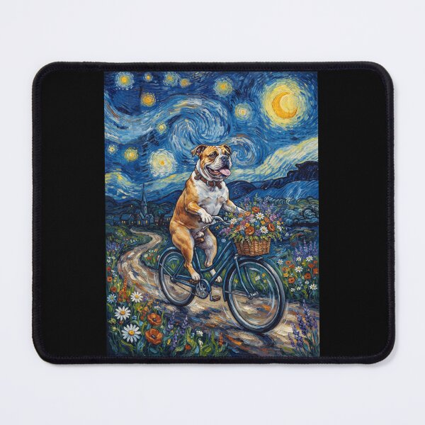 Item preview, American Bulldog Biking Bike Starry Night Van Gogh Art Dog Lover designed and sold by dian-rody-crest.