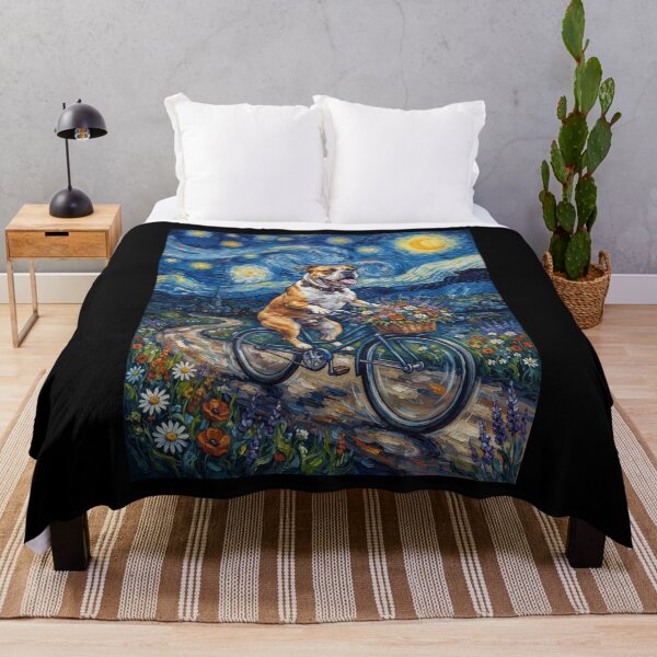 Item preview, American Bulldog Biking Bike Starry Night Van Gogh Art Dog Lover designed and sold by dian-rody-crest.