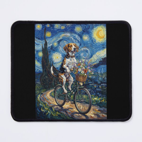 Item preview, American Foxhound Biking Bike Starry Night Van Gogh Art Dog Lover designed and sold by dian-rody-crest.