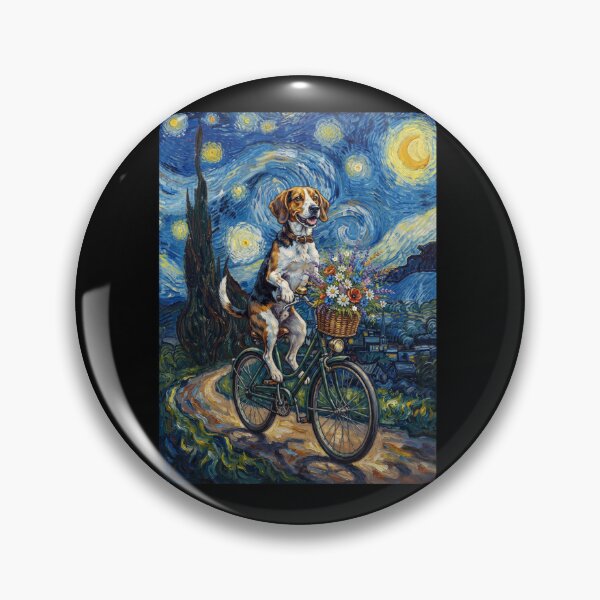 Item preview, American Foxhound Biking Bike Starry Night Van Gogh Art Dog Lover designed and sold by dian-rody-crest.