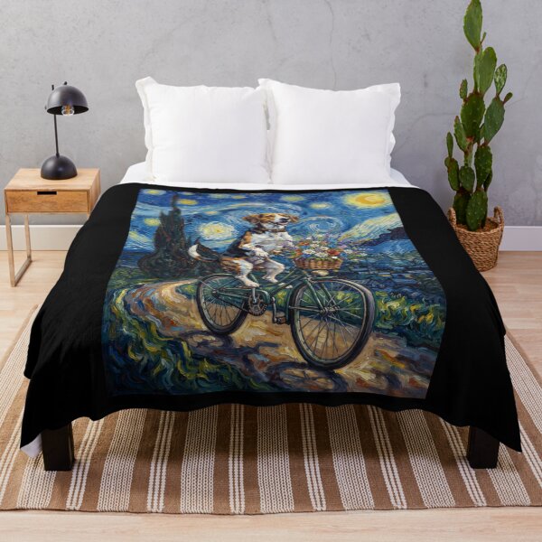 Item preview, American Foxhound Biking Bike Starry Night Van Gogh Art Dog Lover designed and sold by dian-rody-crest.