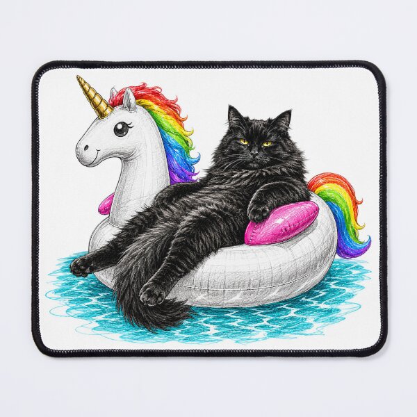 Item preview, Funny Chonky Cat On a Rainbow Unicorn Floatie Drawing designed and sold by WolfmanProphecy.