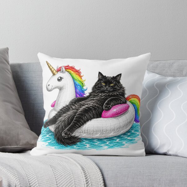 Item preview, Funny Chonky Cat On a Rainbow Unicorn Floatie Drawing designed and sold by WolfmanProphecy.